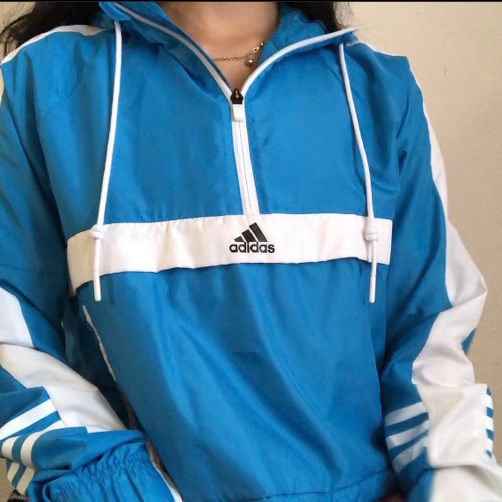 electric blue adidas windbreaker ✧:･ﾟ✧.・